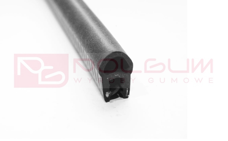 Uszczelka czarna na rant z górnym brzuchem, część zaciskowa zbrojona metalem na rant 9-10 mm